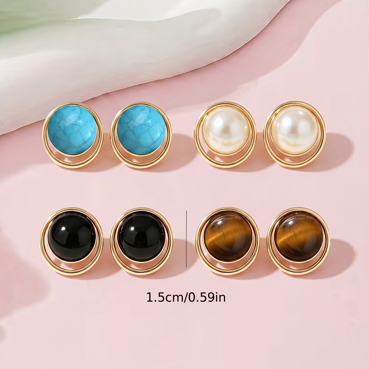 4 Pairs Women's Vintage Double-Layer Hoop Earrings Set